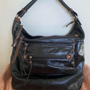 Tano Large Black / Brown Leather Hobo Bag